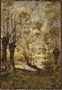 Henri Harpignies Willows on the Banks of the Loire France oil painting artist